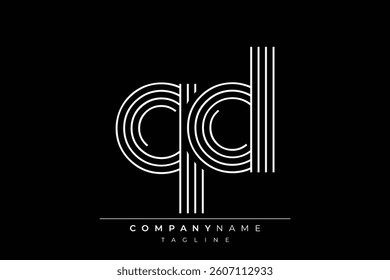 Creative QD lines letter logo design. A simplistic and elegant abstract logo design with linear patterns and initials, suitable for contemporary branding.