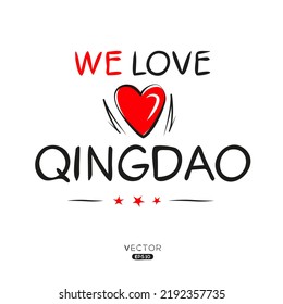 Creative (Qingdao) text, Can be used for stickers and tags, T-shirts, invitations, vector illustration.