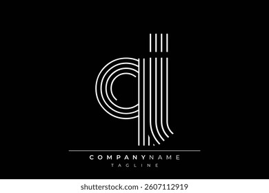 Creative QJ lines letter logo design. A simplistic and elegant abstract logo design with linear patterns and initials, suitable for contemporary branding.