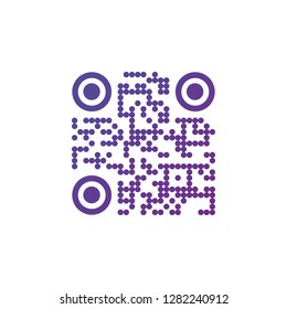 Creative QR code sign round icon. Scan code symbol. Circle corners. vector illustration isolated on white background.