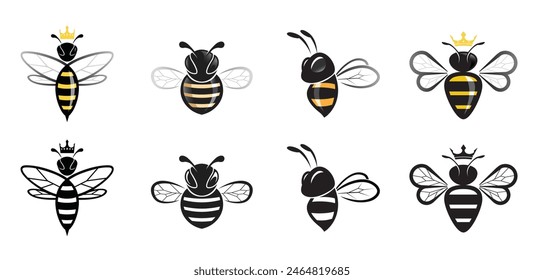 Ilustración del símbolo del Vector del logotipo de colección de abejas de la reina creativa