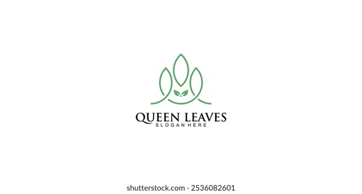 Creative queen leaves logo design with unique concept premium vector