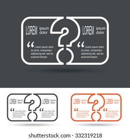 Creative question mark icon with paper frame for your text. FAQ sign. Help symbol. Vector illustration.