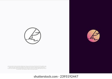 Creative quill classic signature feather ink pen. Writer, lawyer, law firm symbol. Vector design template