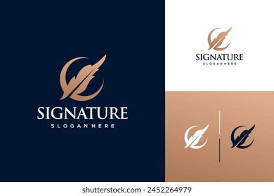 Plantilla de diseño de logotipo de pluma de pluma creativa