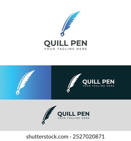 Design de logotipo criativo Quill Pen Vetor