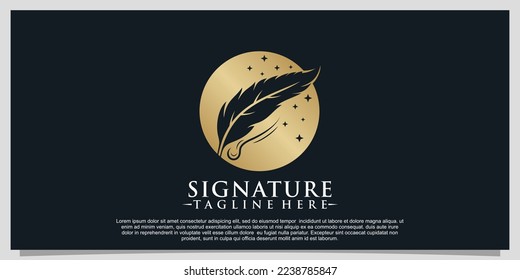 Creative quill signature logo design with minimalist feather ink Premium Vector Part 1