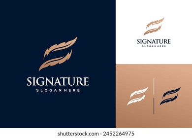 Creative quill signature logo design with minimalist feather ink logo inspiration