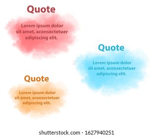 Creative Quote bubble template.Watercolor, ink, splash Quote blank templates.Vector illustration.