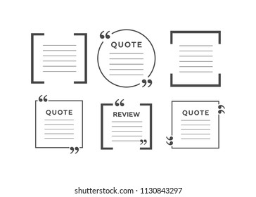 Creative quote and comment text frame template. Empty quote bubble. Color quote bubble.