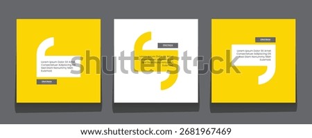 Creative quote template with text placeholder in trendy style. Paper material design style, rectangular square card vector. Ready to edit the design template.