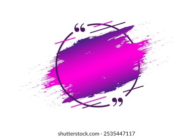 Cita creativa y fondo testimonial con colores degradados de rosa púrpura. Perfecto para póster informativo. trazo de pincel editable con copyspace para texto.