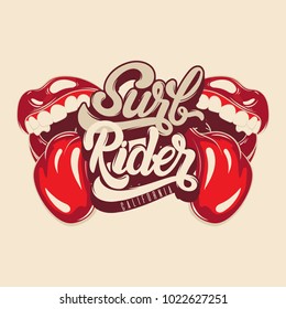  Creative quote typographical background . Placard with hand drawn illustration of open mouth and handwritten lettering. Template for card, poster, banner, print for t-shirt.