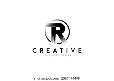 Creative R Brush Letter Logo vector. R letter mark logo Design.