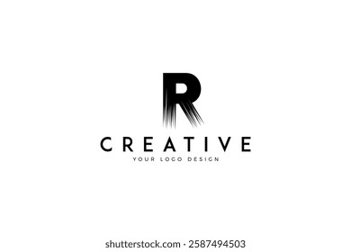 Creative R Brush Letter Logo vector. R letter mark logo Design.