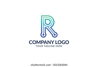 Creative R Letter Logo Template. R Letter Technology Logo Design.