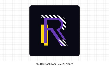 Creative R Letter Vector Colorful Logo, Stylish Cut Lines Logo Sign R Letter, R Character Logo Symbol