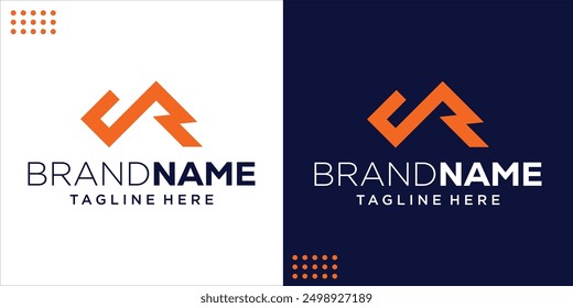 Creative R Logo With Abstract Mountain Shape, Design Inspiration, Illustration, Vector