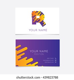 Creative R logo on Business Card Template. Abstract Editable  Alphabet. Type Characters Logotype symbols.