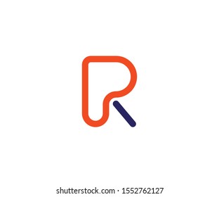 Creative R logo/simple line art R sign/Creative color and style