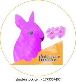 idea de diseño creativo del logotipo de acuarela de conejo.
