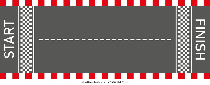 Pista de carreras creativas con línea de inicio y fin. Ilustración vectorial