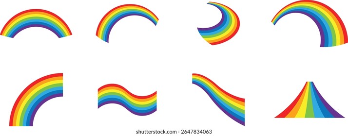 Creative Rainbow Vector Collection with Various Shapes and Styles for Modern Decoration and Graphic Design Concepts