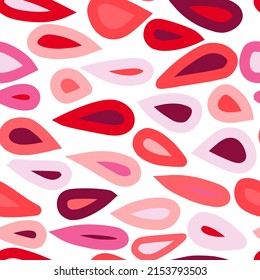 Creative raindrops seamless pattern. Abstract red water drops wallpaper. Vivid doodle rain backdrop. Design for fabric, textile print, wrapping, cover. Vector illustration