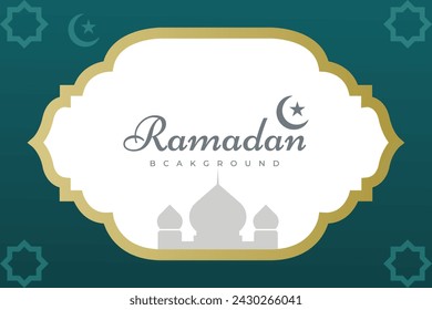 Plantilla de vector de fondo de saludo creativo de Ramadán kareem. Diseño de la tarjeta de felicitación, fondo de la mezquita.