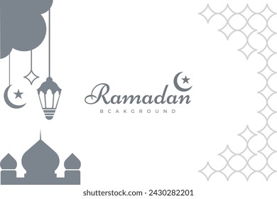 Plantilla de vector de fondo de saludo creativo de Ramadán kareem. Diseño de la tarjeta de felicitación, fondo de la mezquita.