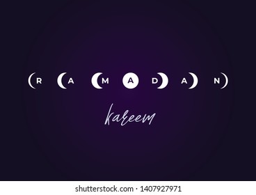 Creative Ramadan Kareem greeting card  design with moon phases.