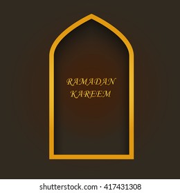 Creative ramadan kareem poster with gold text banner vector illustration