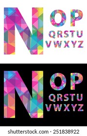Creative Random Colorful Polygon Style Alphabet art isolated  EPS10 vector art