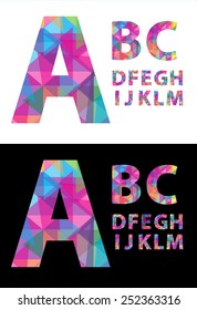 Creative Random Polygon alphabet colorful font style Alphabet art isolated on white EPS10 vector backgrounds.