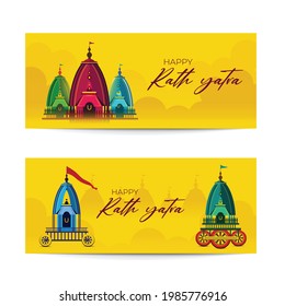 Creativo diseño de banner de Rath yatra, Feliz Rath yatra
