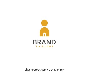 plantilla de logotipo de agente inmobiliario creativo, concepto humano y doméstico