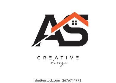 Monograma y logotipo del hogar de la arquitectura inmobiliaria creativa de AS