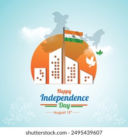 Creative Real Estate August 15th India Independence Day  Social Media Design Post Vector. Real Estate Concept. Home, House, Apartments, Construction, Builders etc.,