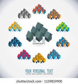Creative real estate concept. Design, template. Business corporate vector icon. Personal details company logo. Sample flat symbol. Illustration pictogram.