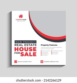 Creative real estate and development social media post template.