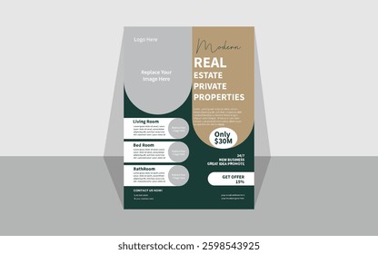 Creative Real Estate Flyer Template Design, Abstract Real Estate Flyer, Vector Template Design. Corporate creative colourful flyer template design set, abstract
