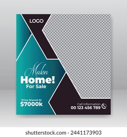 Creative real estate house social media post or square banner template