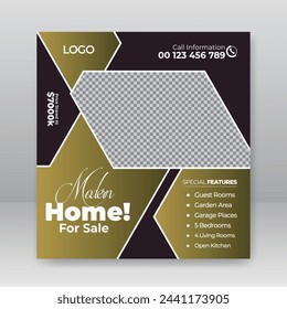 Creative real estate house social media post or square banner template