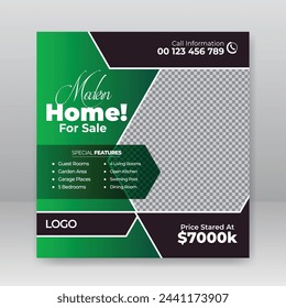 Creative real estate house social media post or square banner template