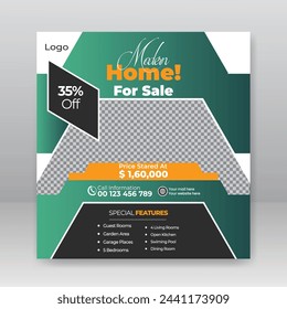 Creative real estate house social media post or square banner template