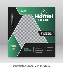 Creative real estate house social media post or square banner template