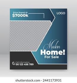 Creative real estate house social media post or square banner template