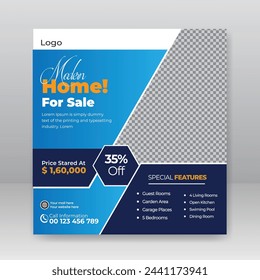 Creative real estate house social media post or square banner template