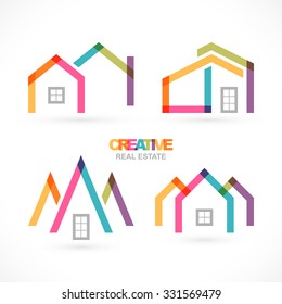 Creative real estate icons set.