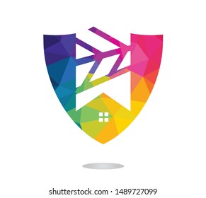 Creative Real Estate logo design. Property and Construction Logo design.  Real estate service, construction, Growth house, arrow up home concept.